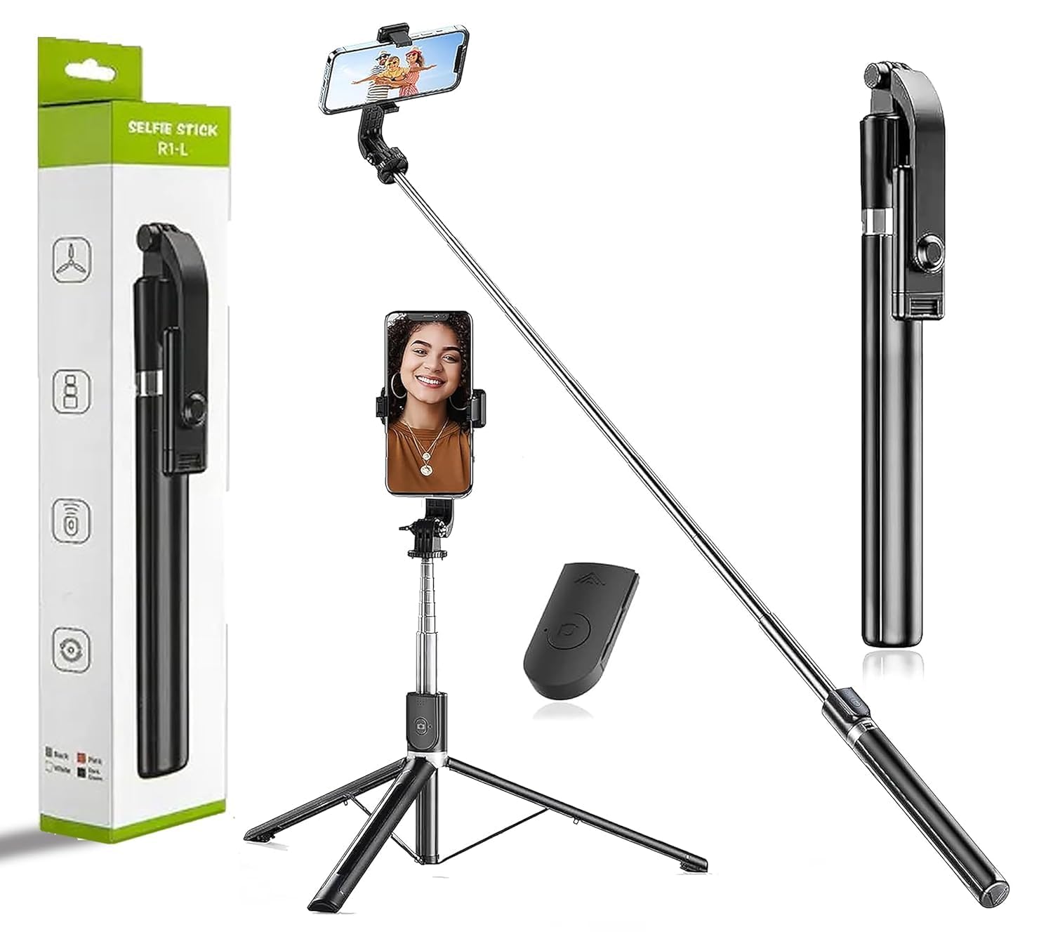 “3-in-1 Extendable Selfie Stick Tripod with Bluetooth , Adjustable Phone Holder, Portable Foldable Stand for iPhone & Android”