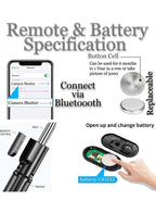 “3-in-1 Extendable Selfie Stick Tripod with Bluetooth , Adjustable Phone Holder, Portable Foldable Stand for iPhone & Android”