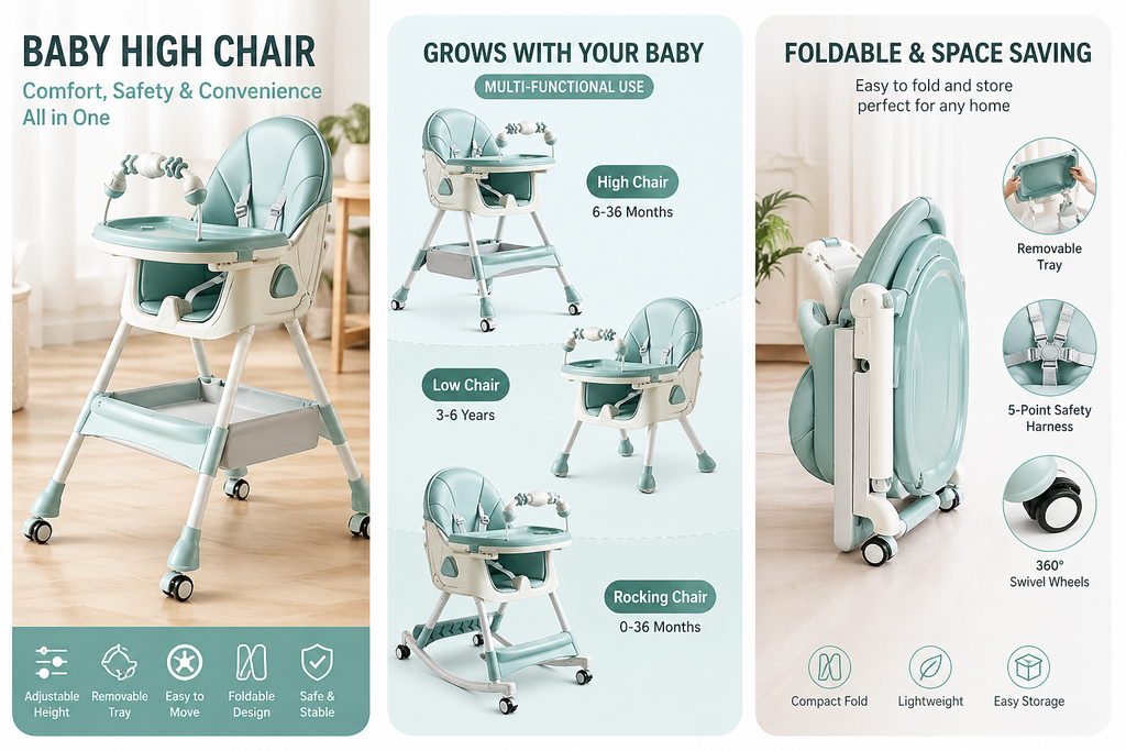 𝐁𝐚𝐛𝐲 𝐅𝐞𝐞𝐝𝐢𝐧𝐠 𝐇𝐢𝐠𝐡 𝐂𝐡𝐚𝐢𝐫 𝐅𝐨𝐥𝐝𝐚𝐛𝐥𝐞 𝐀𝐝𝐣𝐮𝐬𝐭𝐚𝐛𝐥𝐞  𝐏𝐨𝐫𝐭𝐚𝐛𝐥𝐞 𝐰𝐢𝐭𝐡 𝐑𝐞𝐦𝐨𝐯𝐚𝐛𝐥𝐞 𝐓𝐫𝐚𝐲 𝐟𝐨𝐫 𝐓𝐨𝐝𝐝𝐥𝐞𝐫𝐬