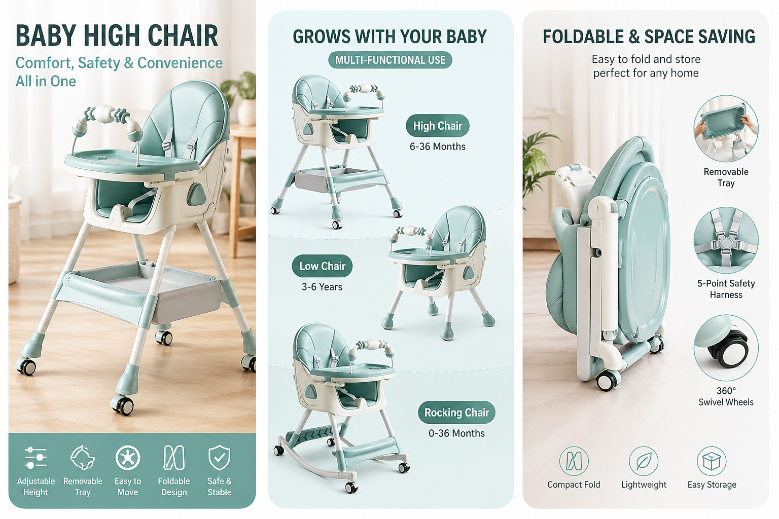 𝐁𝐚𝐛𝐲 𝐅𝐞𝐞𝐝𝐢𝐧𝐠 𝐇𝐢𝐠𝐡 𝐂𝐡𝐚𝐢𝐫 𝐅𝐨𝐥𝐝𝐚𝐛𝐥𝐞 𝐀𝐝𝐣𝐮𝐬𝐭𝐚𝐛𝐥𝐞  𝐏𝐨𝐫𝐭𝐚𝐛𝐥𝐞 𝐰𝐢𝐭𝐡 𝐑𝐞𝐦𝐨𝐯𝐚𝐛𝐥𝐞 𝐓𝐫𝐚𝐲 𝐟𝐨𝐫 𝐓𝐨𝐝𝐝𝐥𝐞𝐫𝐬